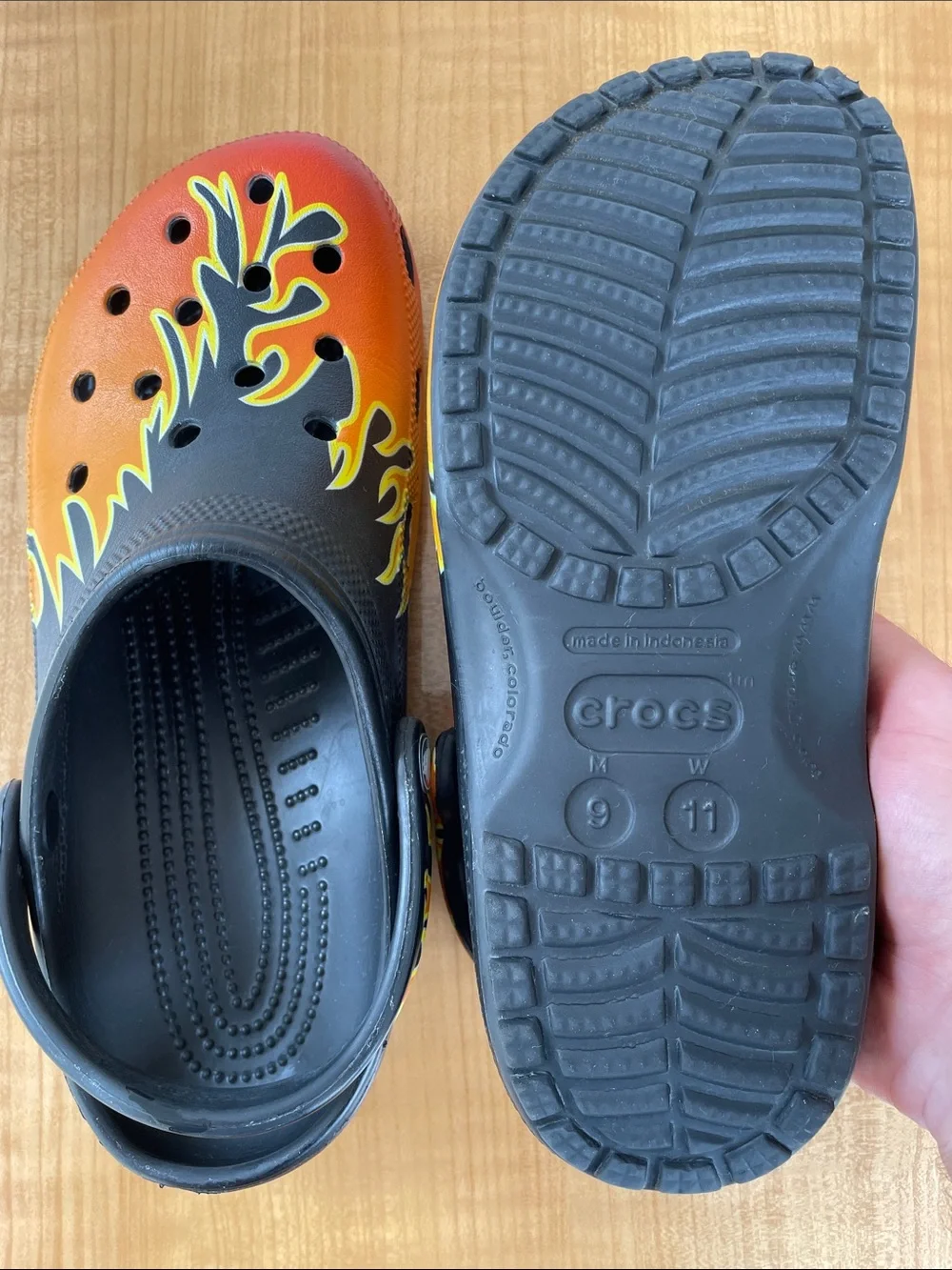 Crocs Classic Flames Clogs Orange Black Size 9 Mens | 11 Women’s